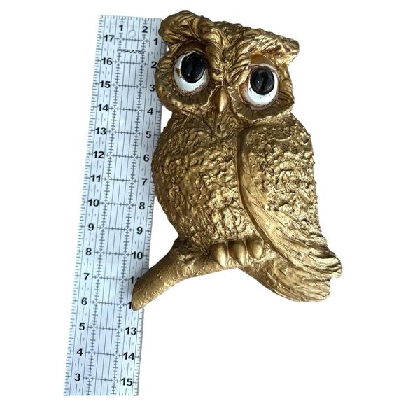 Vintage 1967 Gold Owl Wall Art Pair: Mid-Century Modern Decor - Picture 6 of 10